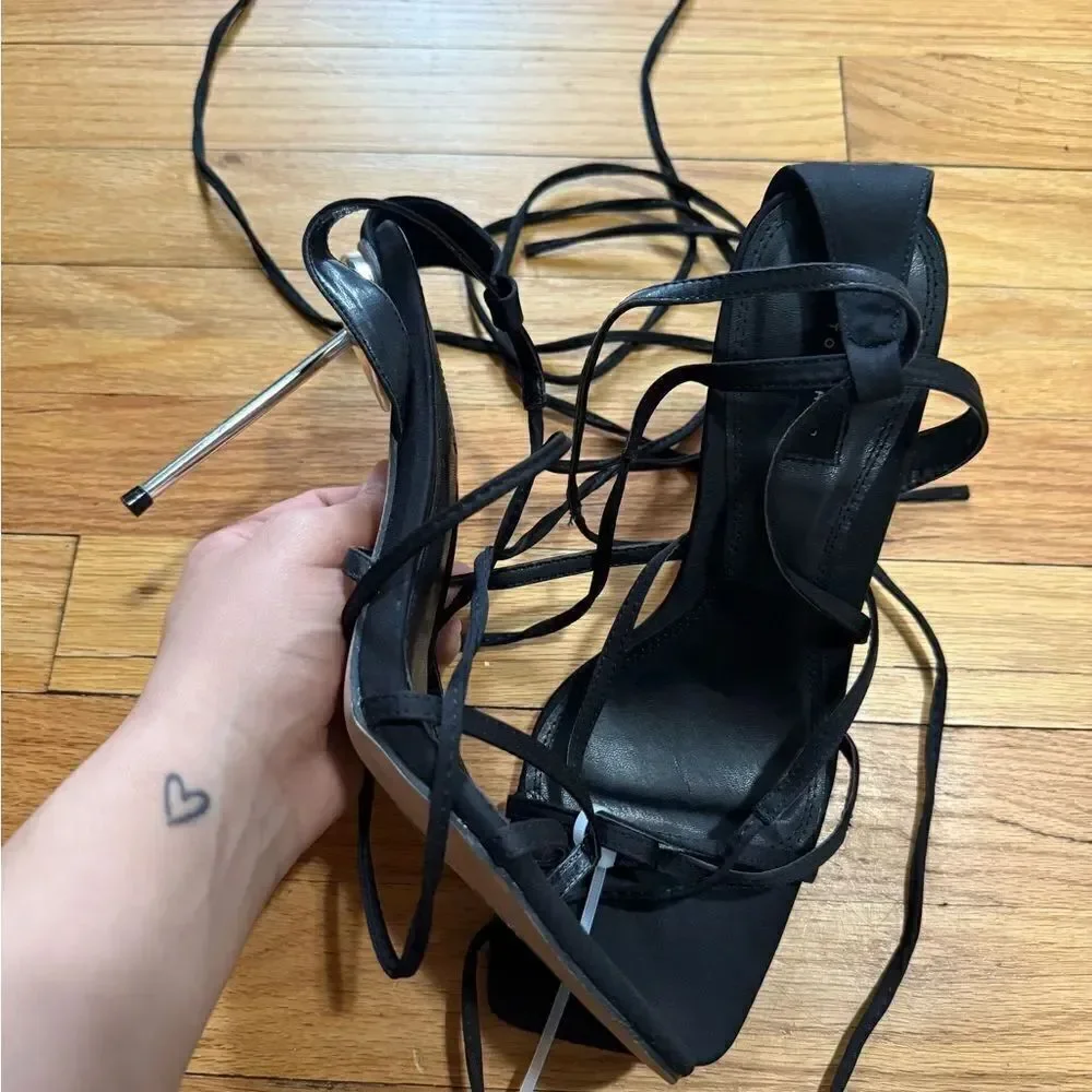 Topshop | Stella strappy ankle tie heeled sanda